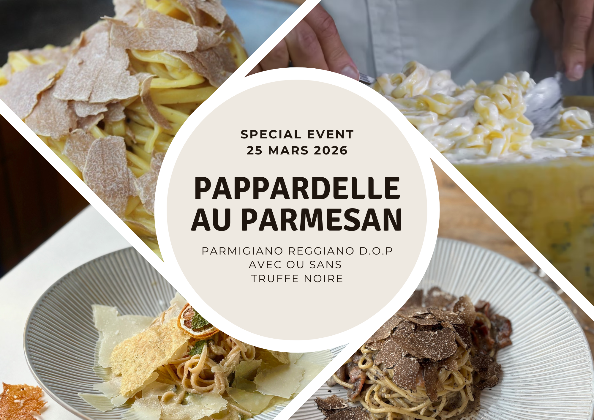 Pappardelle dans la meule de parmesan